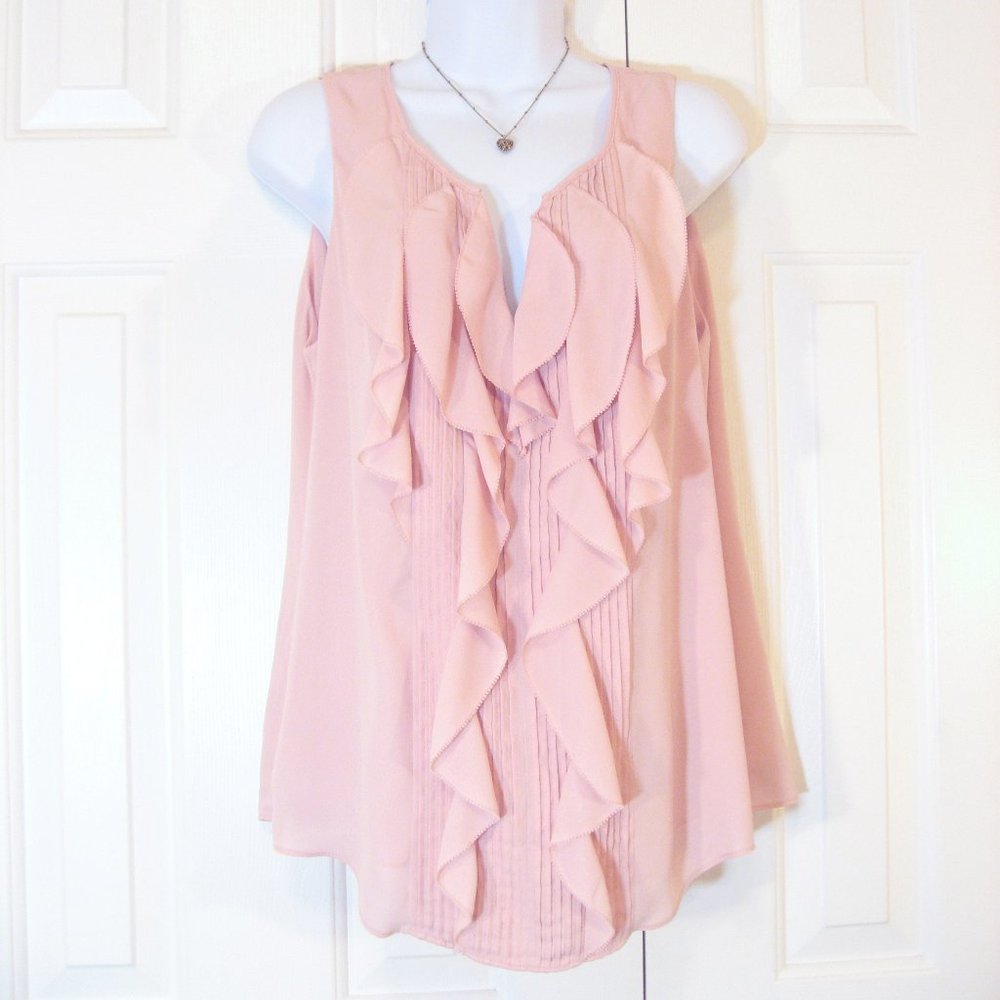 WHBM | Cascade Ruffle Front Shell Blouse Top - Picture 3 of 11